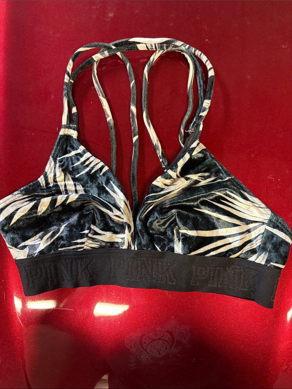 PINK Victoria's Secret Velvet Palm-Print Strappy Bralette